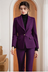 Purple Chic Single Button Pantsuit
